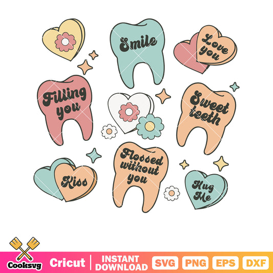 Love you sweet teeth valentine svg, love valentine svg, valentine teeth​ svg