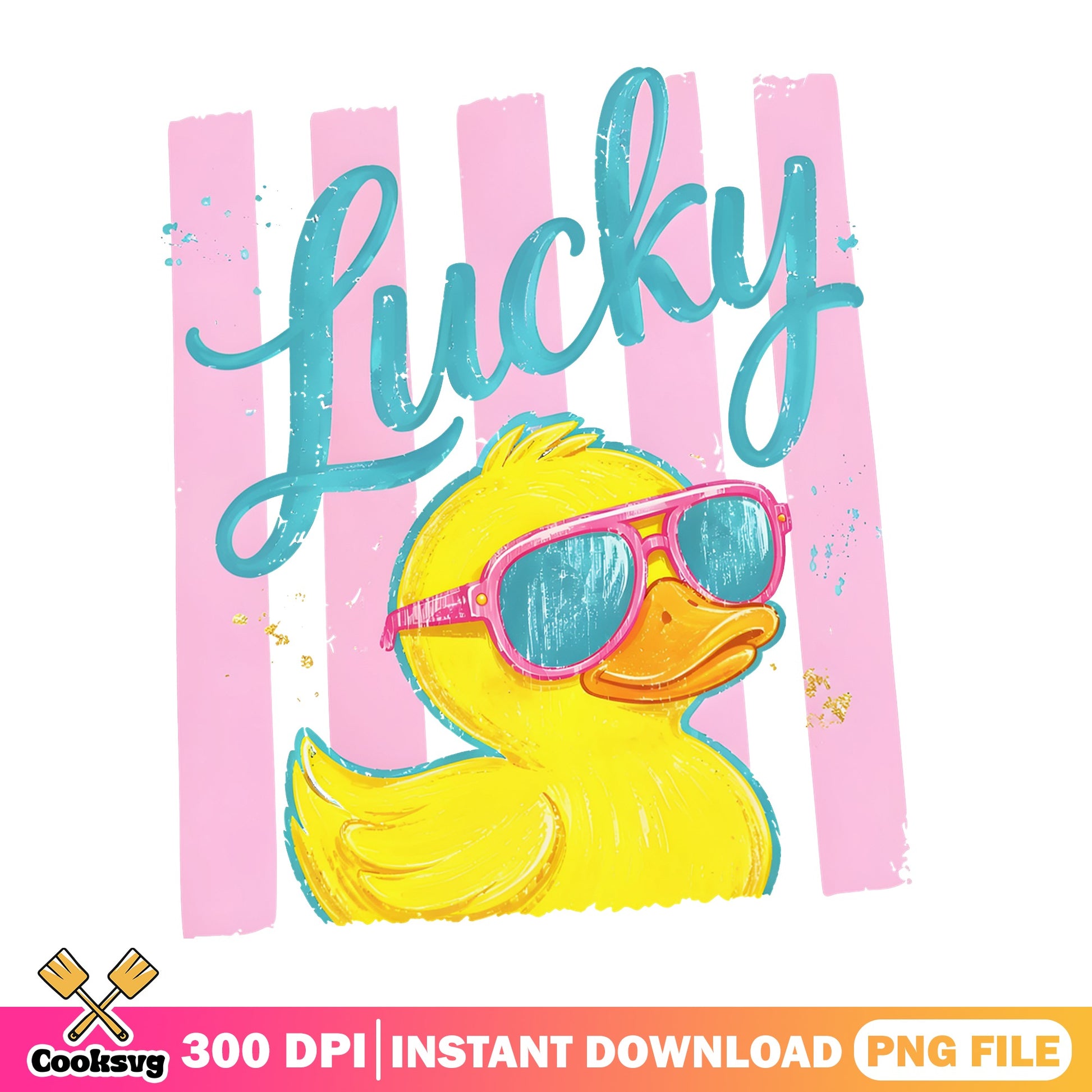 Lucky Rubber Duck PNG, Cute Duck With Sunglasses PNG, Duck PNG