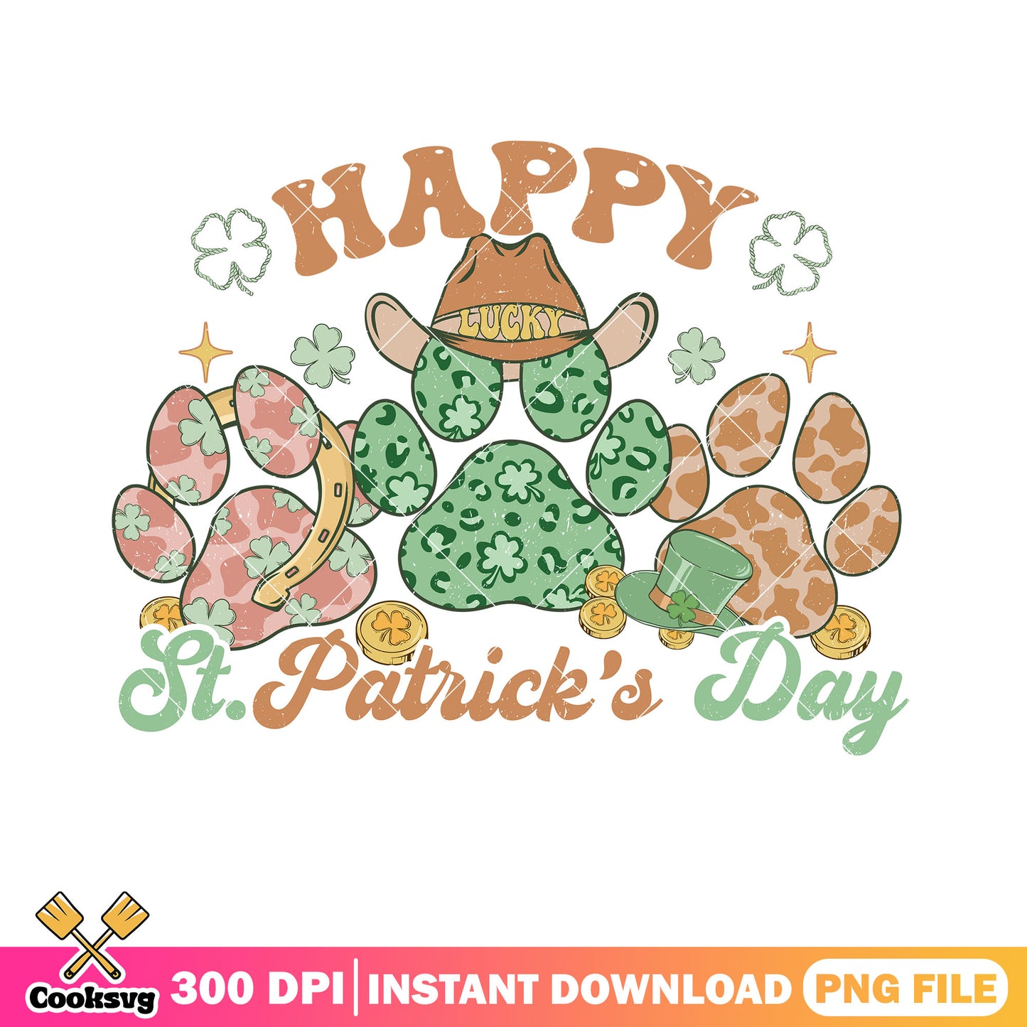 Lucky dog print png, howdy lucky png, patricks season png