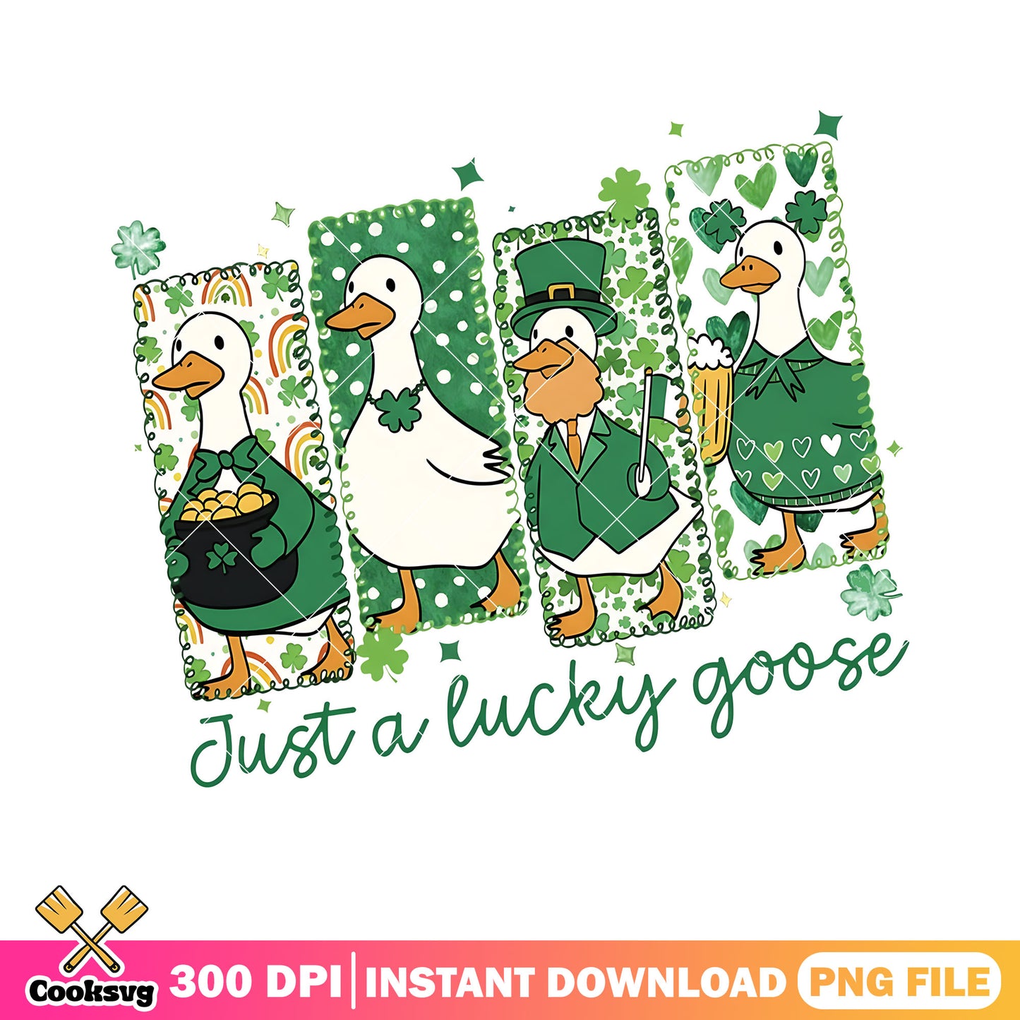 Lucky goose png  st. patrick_s day png  green festive animals png