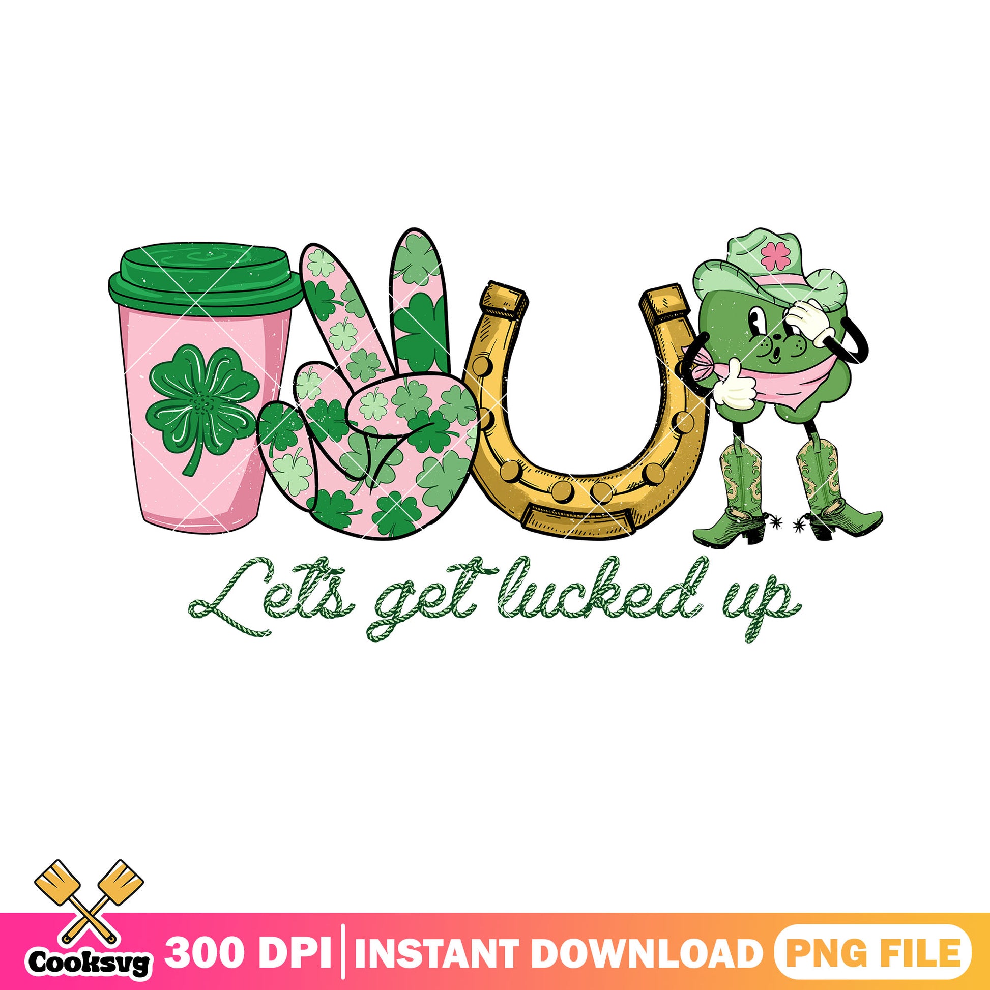 Lucky latte peace howdy png, saint patricks png, howdy patricks png