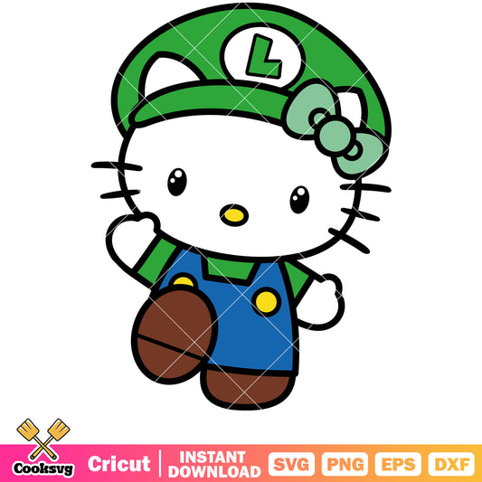 Luigi Hello Kitty svg, hello kitty svg, luigi mario​ svg