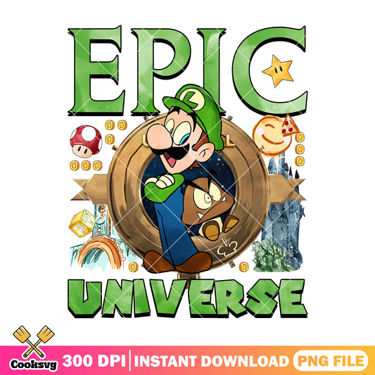 Luigi epic university png, luigi mario​ png, mario epic universe​ png