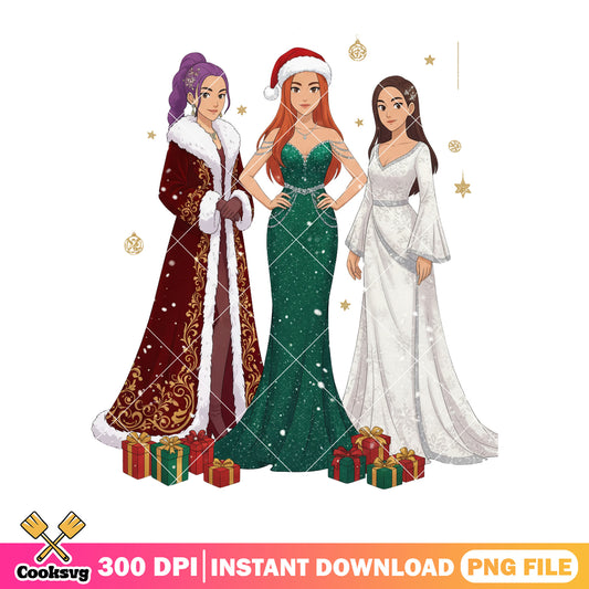 Luxury dress huntrix christmas png, huntrix png, christmas gifts png