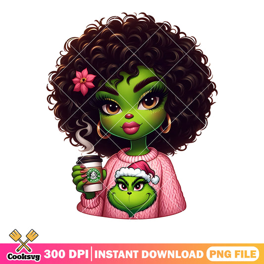 MY hot coffee and my queen png, merry xmas png, the grinch png