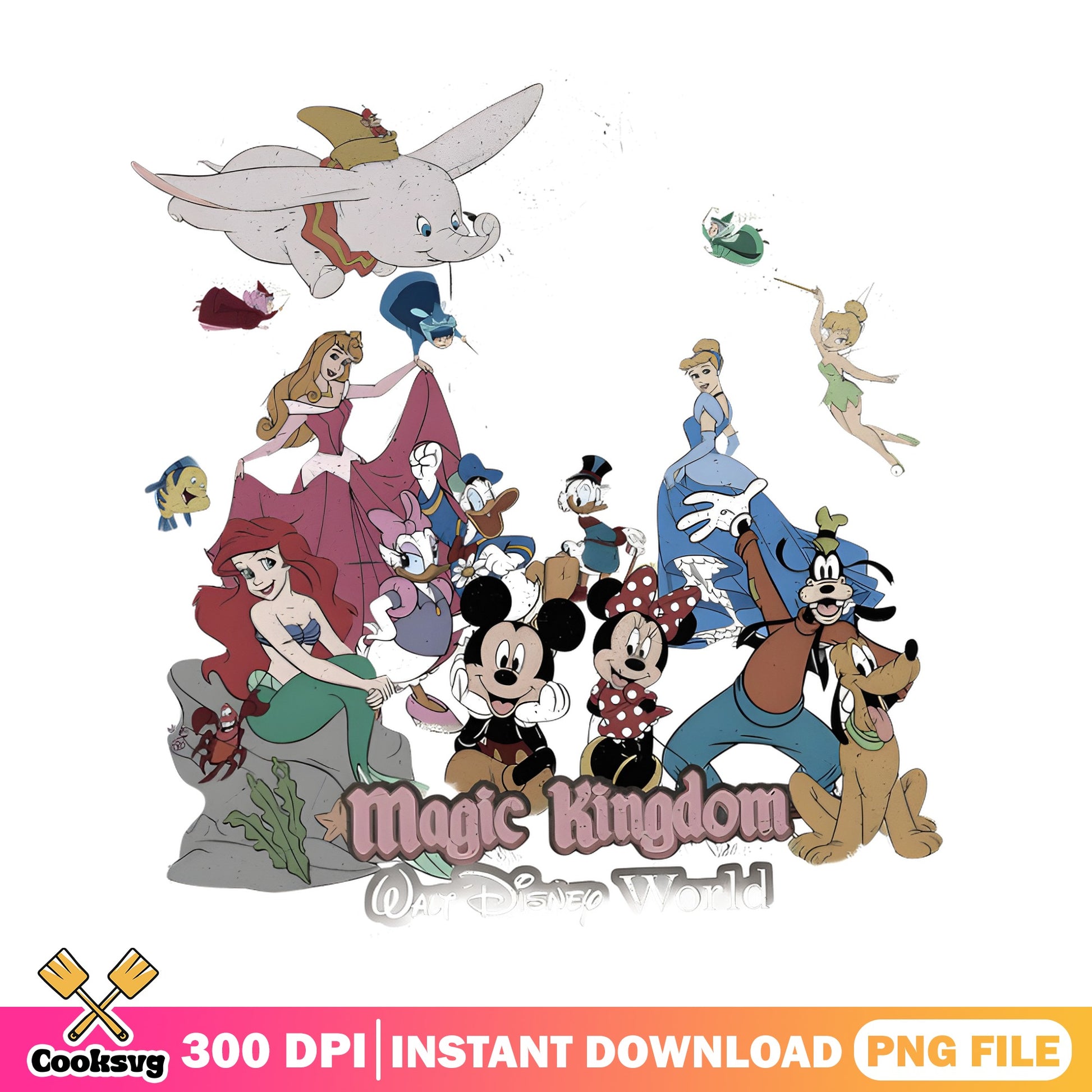 Magic Kingdom Disney Characters PNG, Walt Disney World PNG