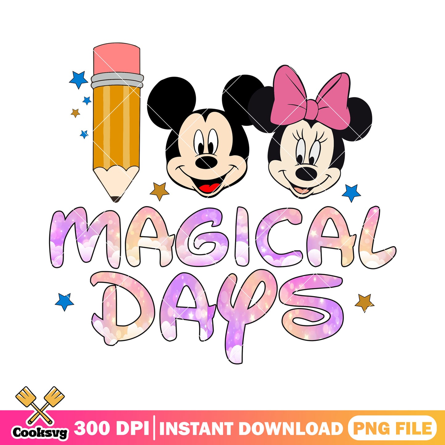 Magical days disney png, disney cartoon png, back to school student png