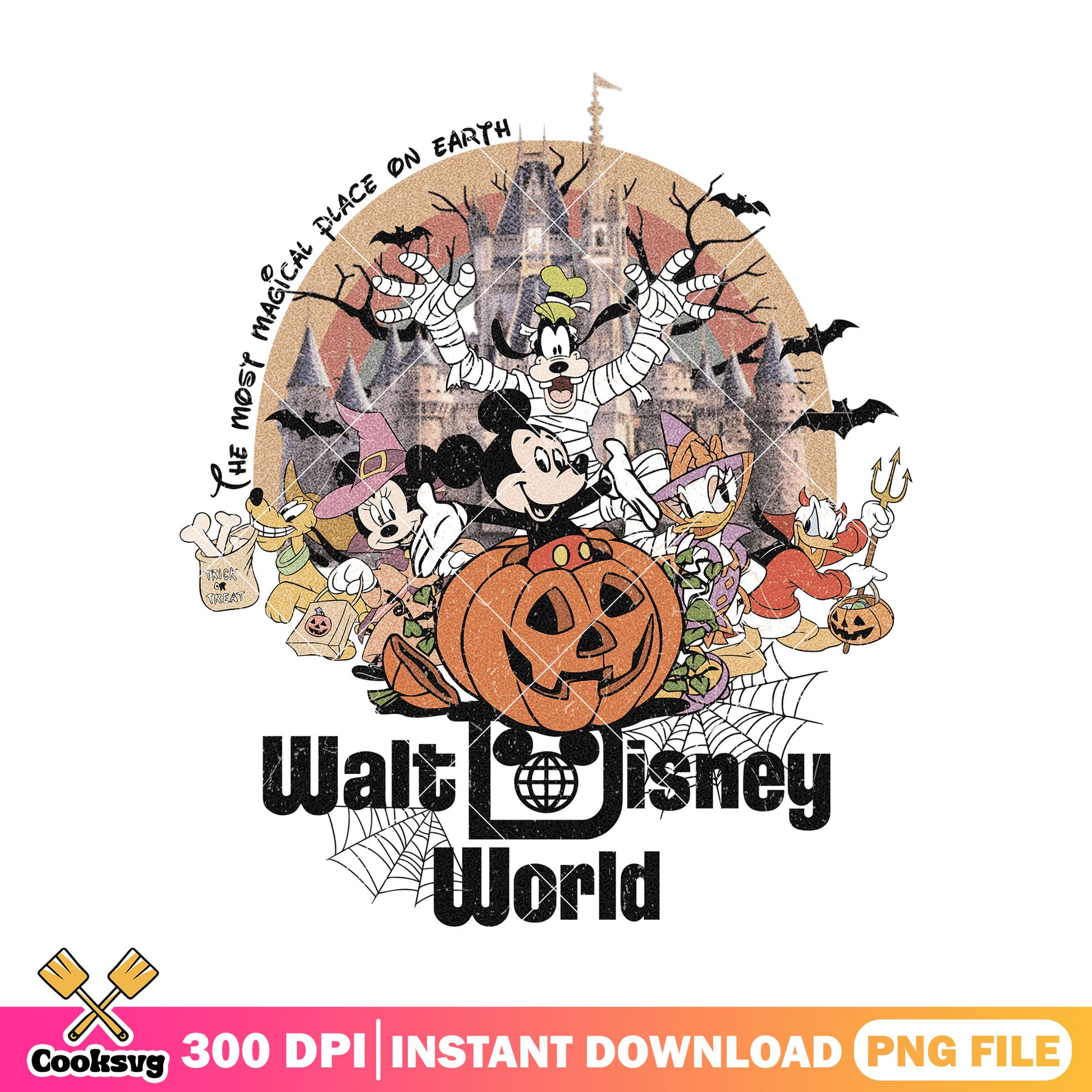 Magical halloween land png, disney land png, happy halloween png