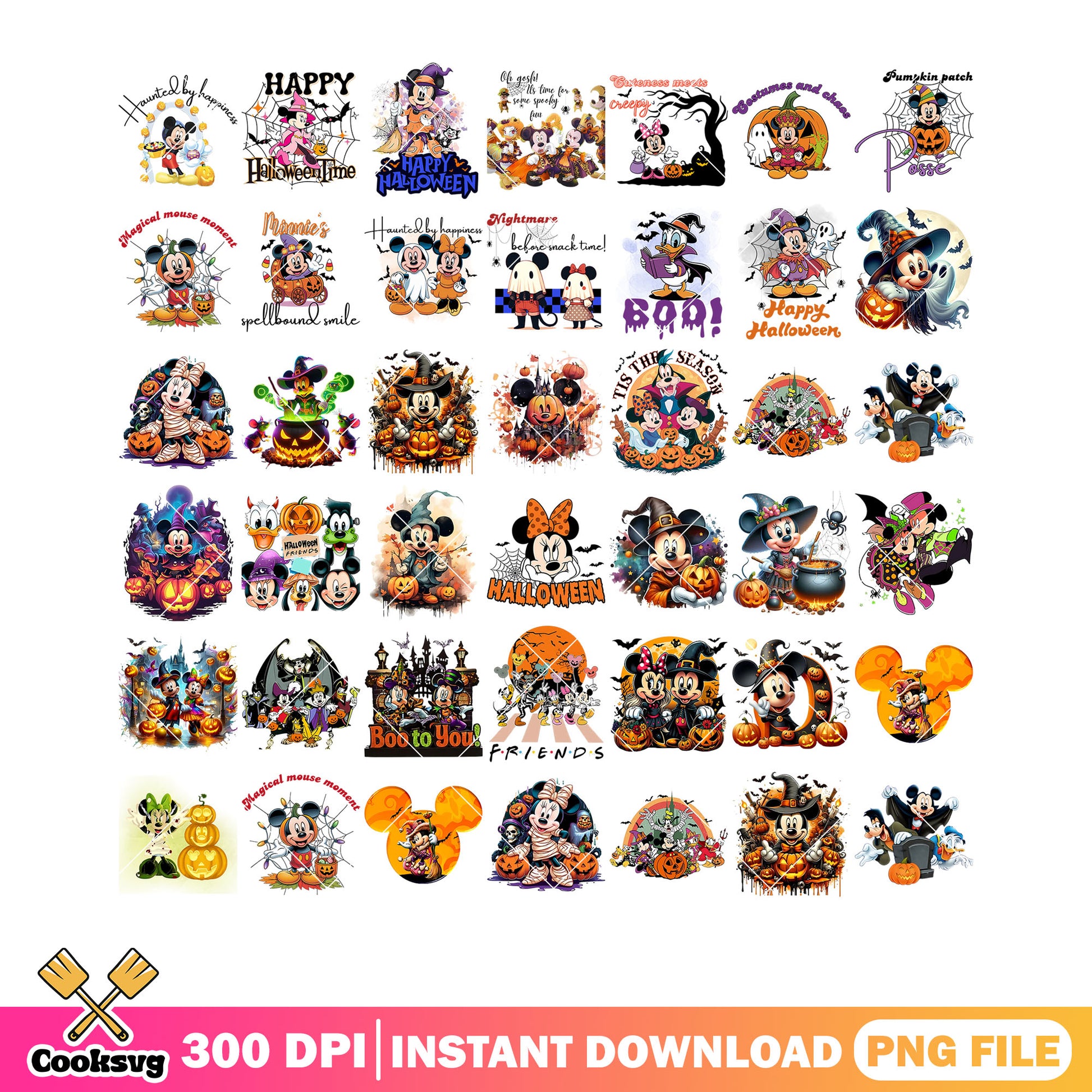 Magical mouse moment png bundle, spider web png, witches broom png