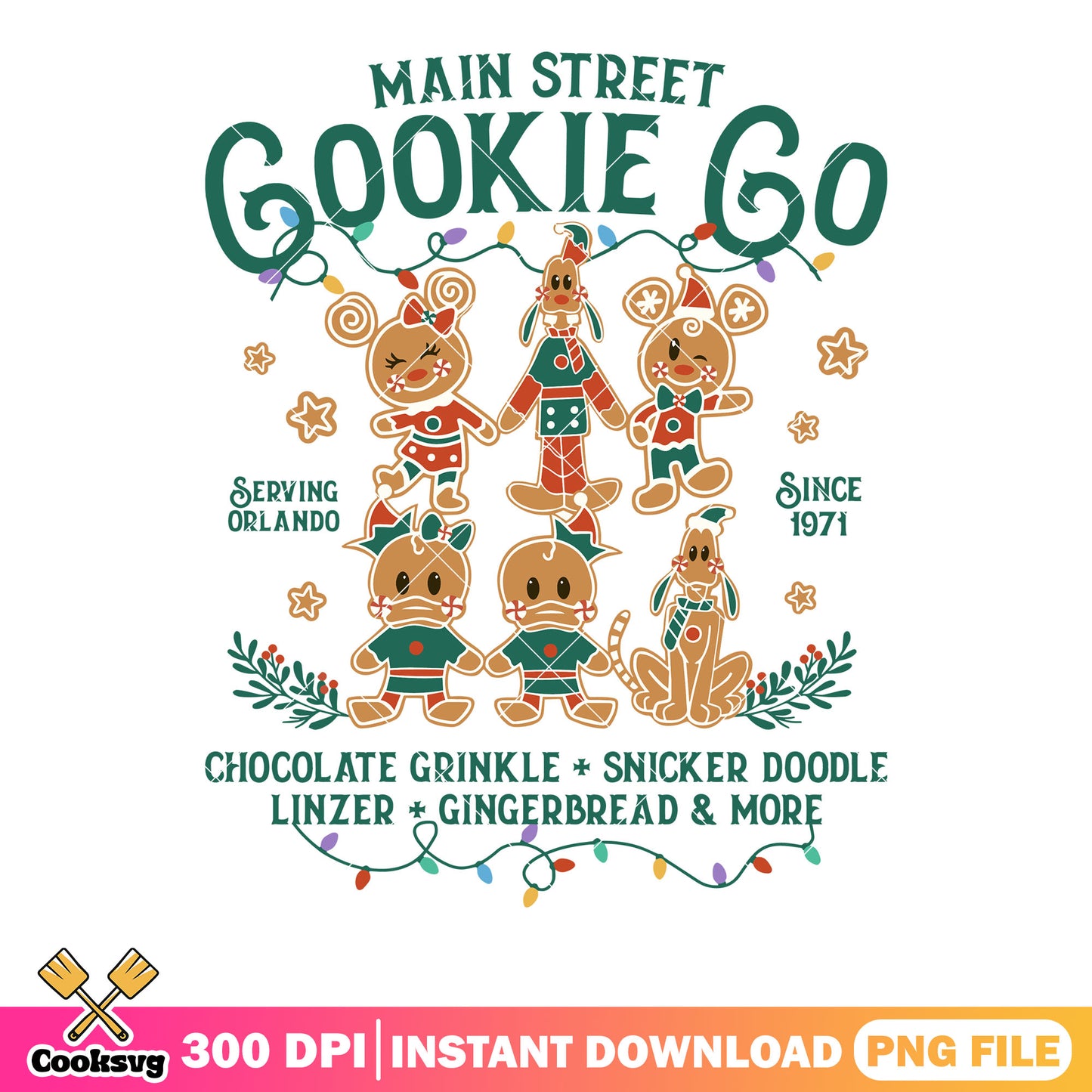 Main street cookie go png, gingerbread png, mickey and friends png