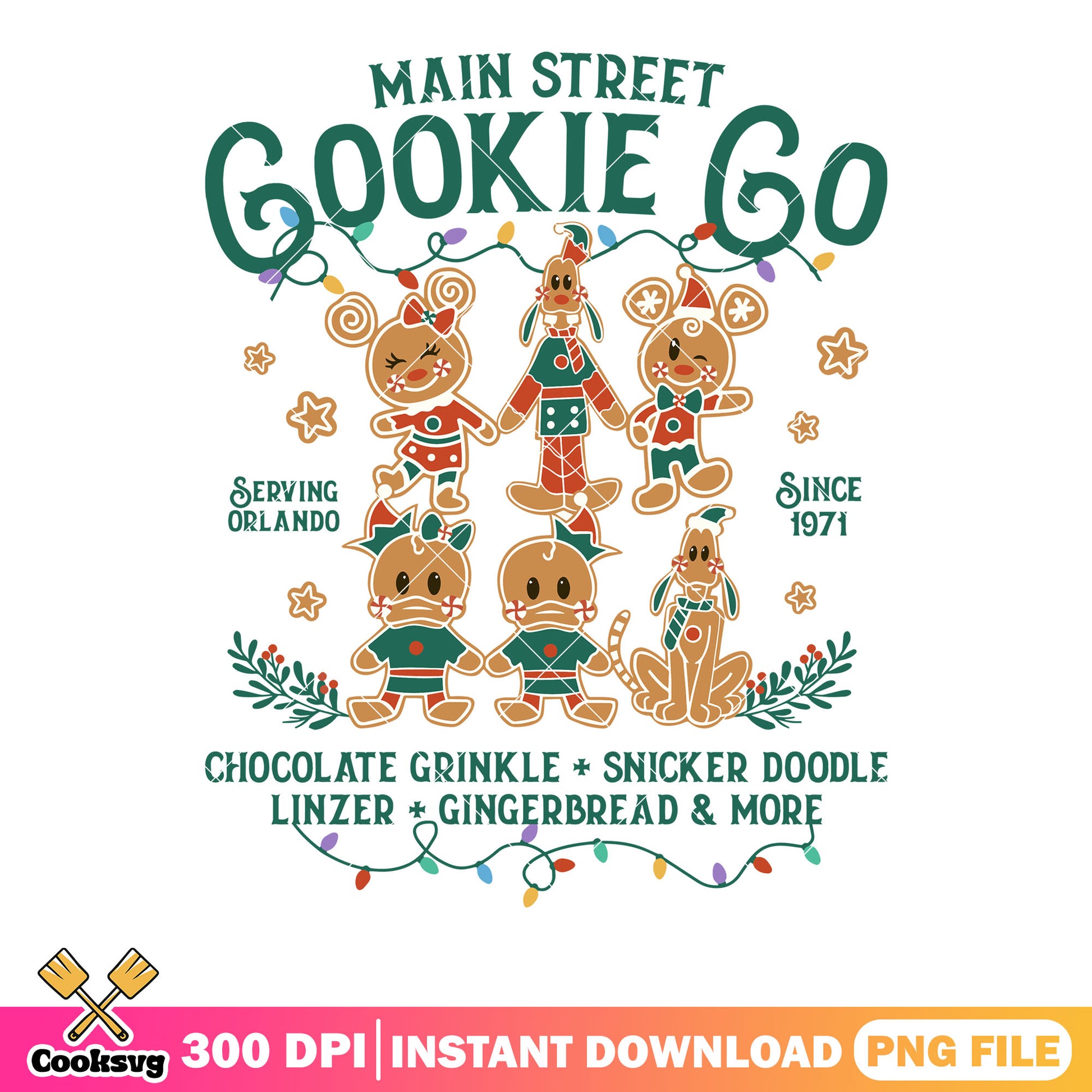 Main street cookie go png, gingerbread png, mickey and friends png