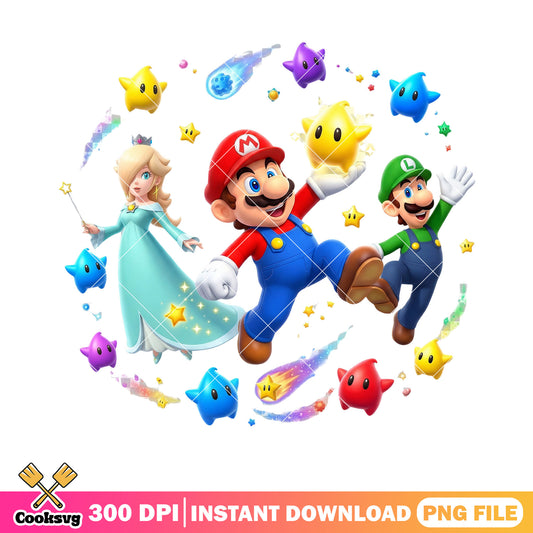 Mairo luigi rosalina png, super mario galaxy png, luigi mario png