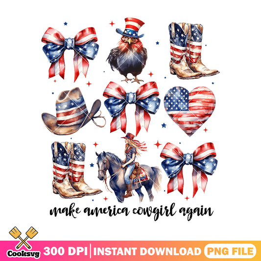 Make america cowgirl again png, america cowgirl png, america bow tie​ png