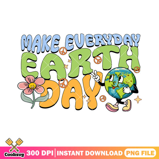 Make everyday earth day cartoon earth design png, earth day facts​ png