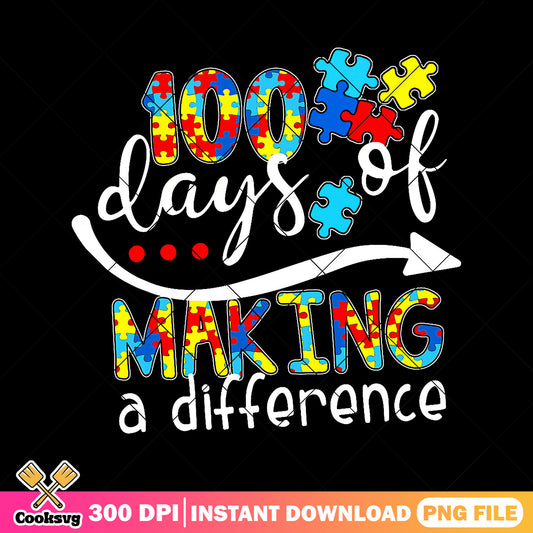 Making a difference design png, 100 days png, back to school art png