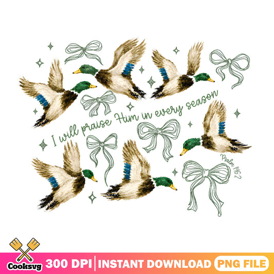 Mallard Duck Bow Praise Him In Every Season, Psalm PNG, Christian Duck PNG
