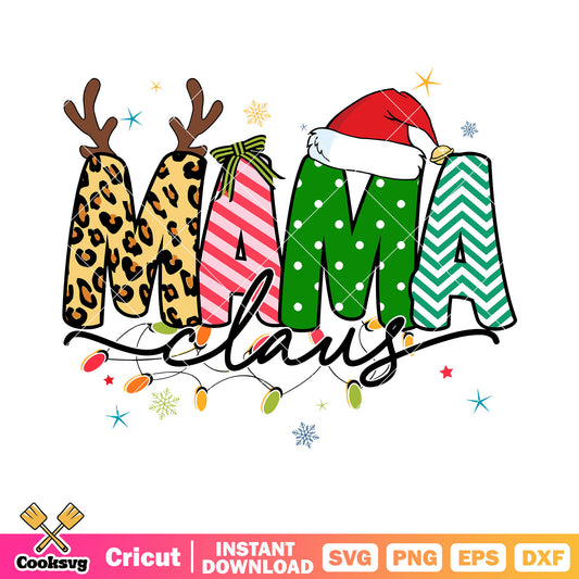 Mama claus svg, santa claus hat svg, starry night svg