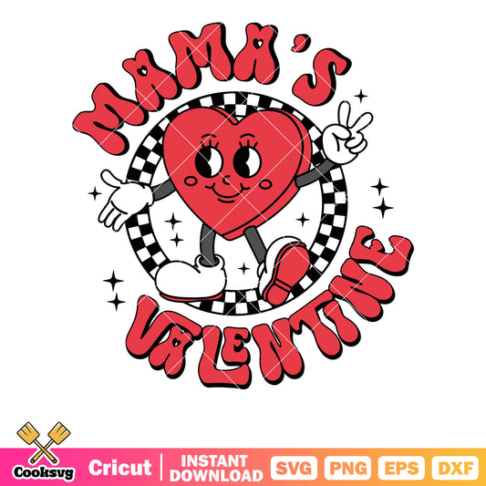 Mamas valentine red heart svg, heart valentine svg, mama valentine svg