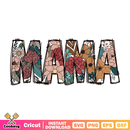 Mama text and flower svg design, flower mama​ svg, hot mama summer​ svg
