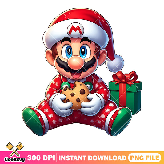 Mario in sleepy clothes png, super mario png, santa hat png