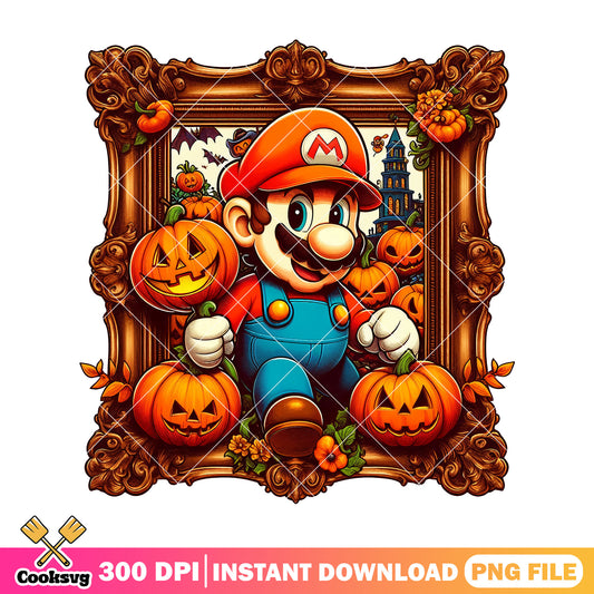 Mario witchy pumpkins png, super mario png, happy halloween png