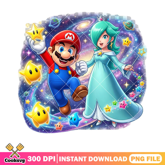 Mario with rosalina galaxy png, super mario galaxy png, rosalina png