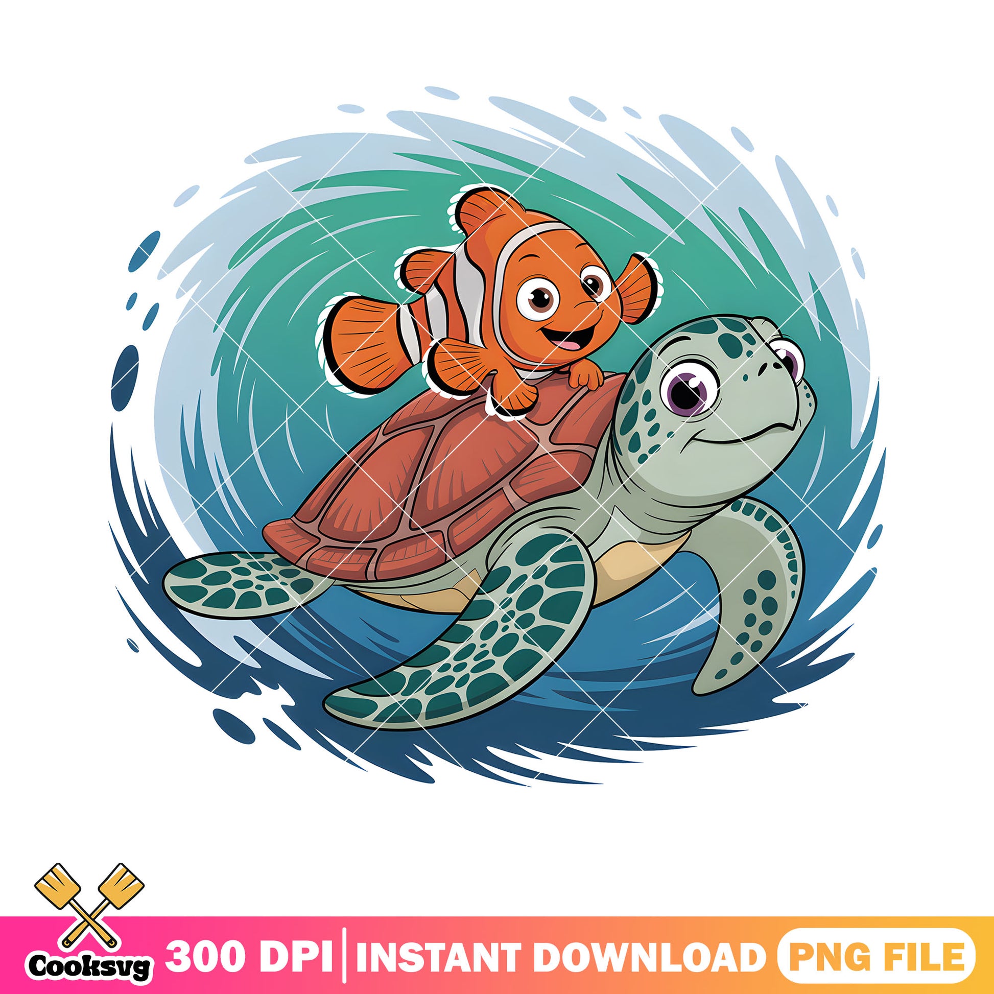 Marlin and crush disney png, finding nemo png, disney turtle png