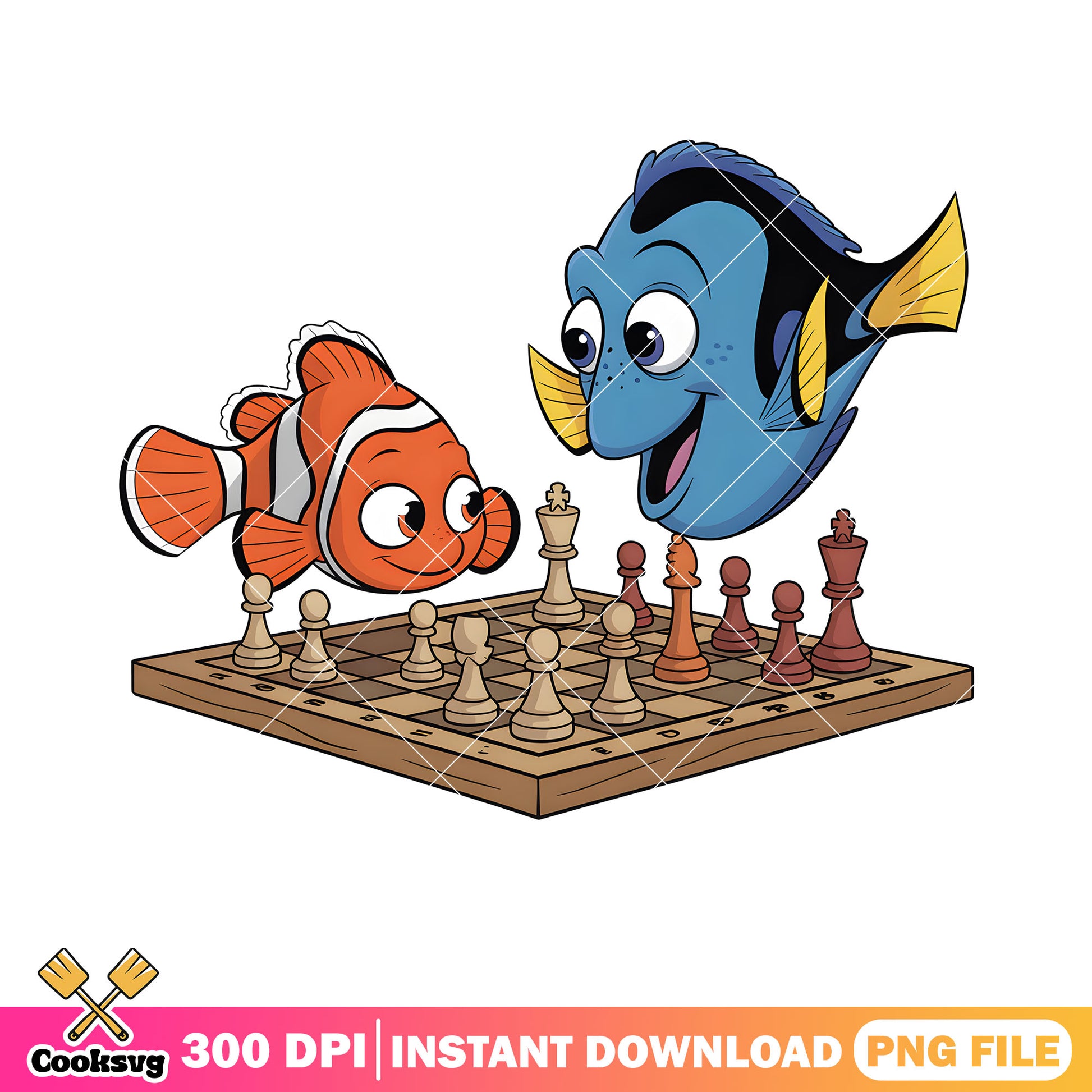 Marlin dory playing chess png, finding dory png, clownfish nemo png