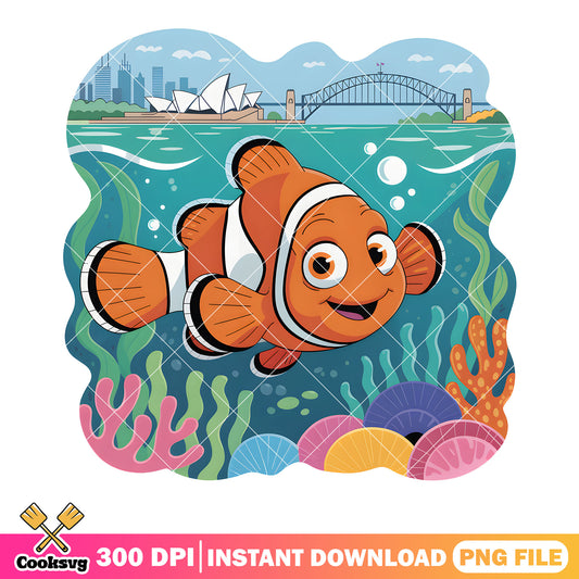Marlin in sydney ocean png, disney poster png, clownfish marlin​ png