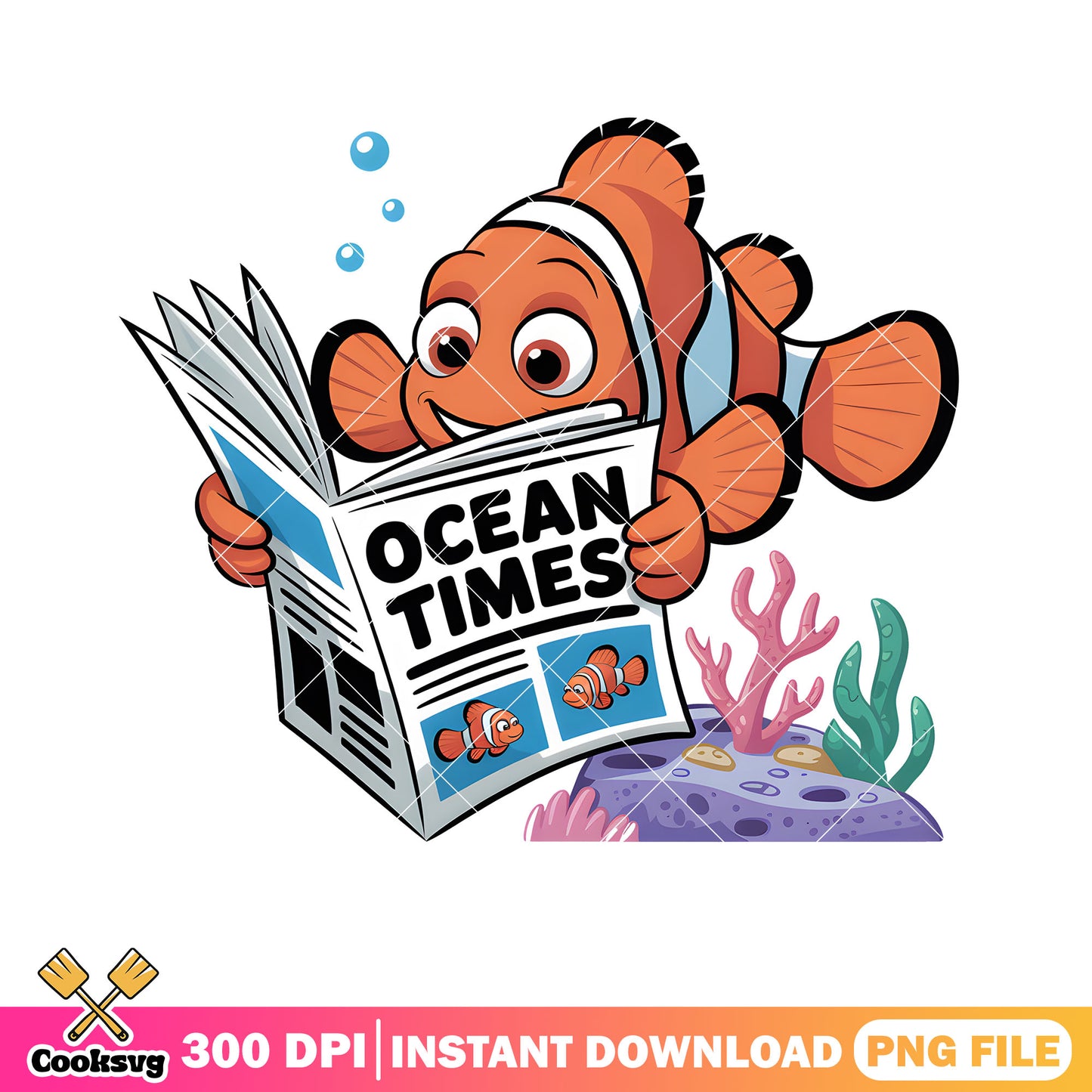 Marlin paper ocean times png, disney marlin png, clownfish png