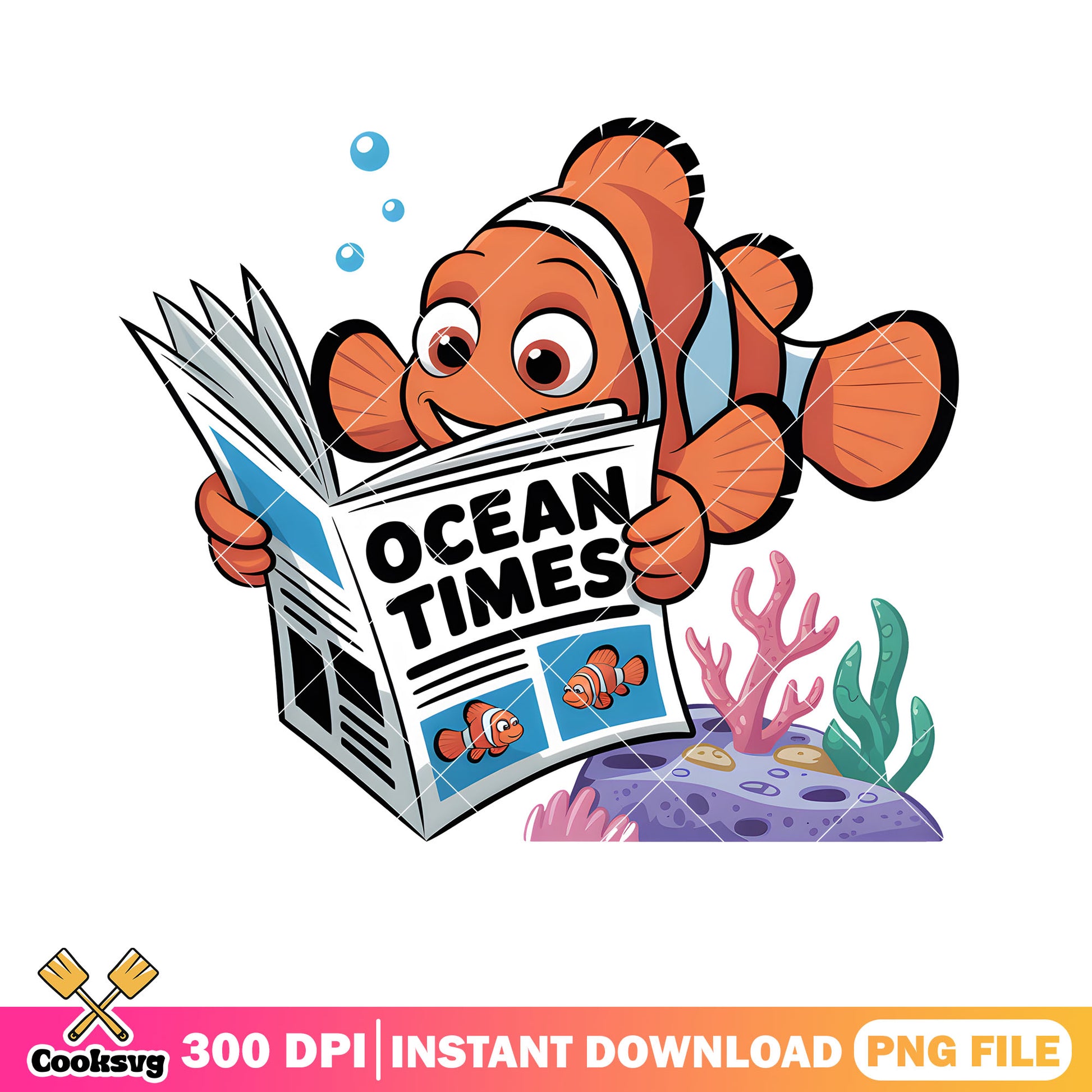 Marlin paper ocean times png, disney marlin png, clownfish png