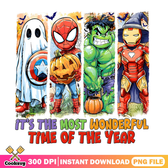 Marvel Halloween PNG, Spiderman Hulk Iron Man Halloween PNG, Avengers PNG