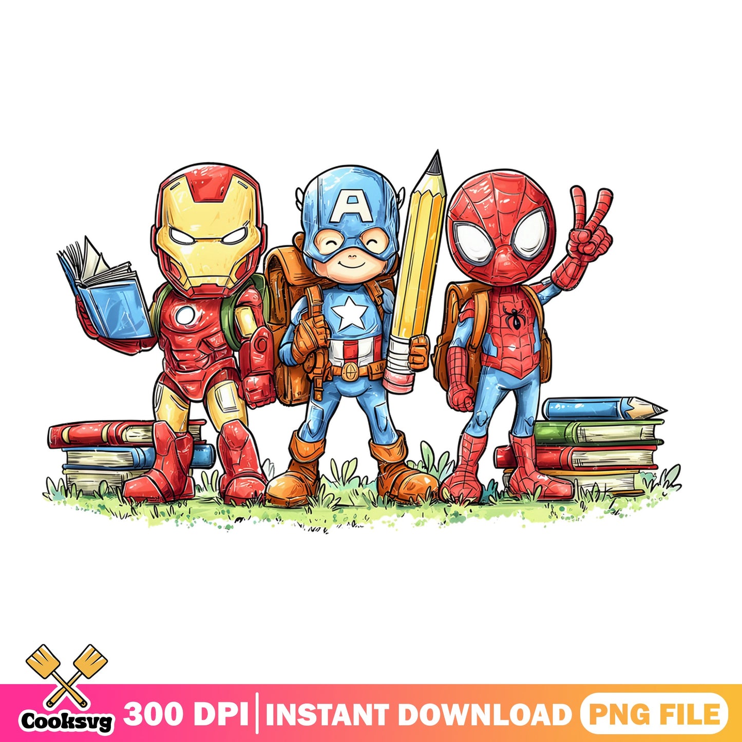 Marvel Superheroes Back To School PNG, Avengers PNG, Kids PNG