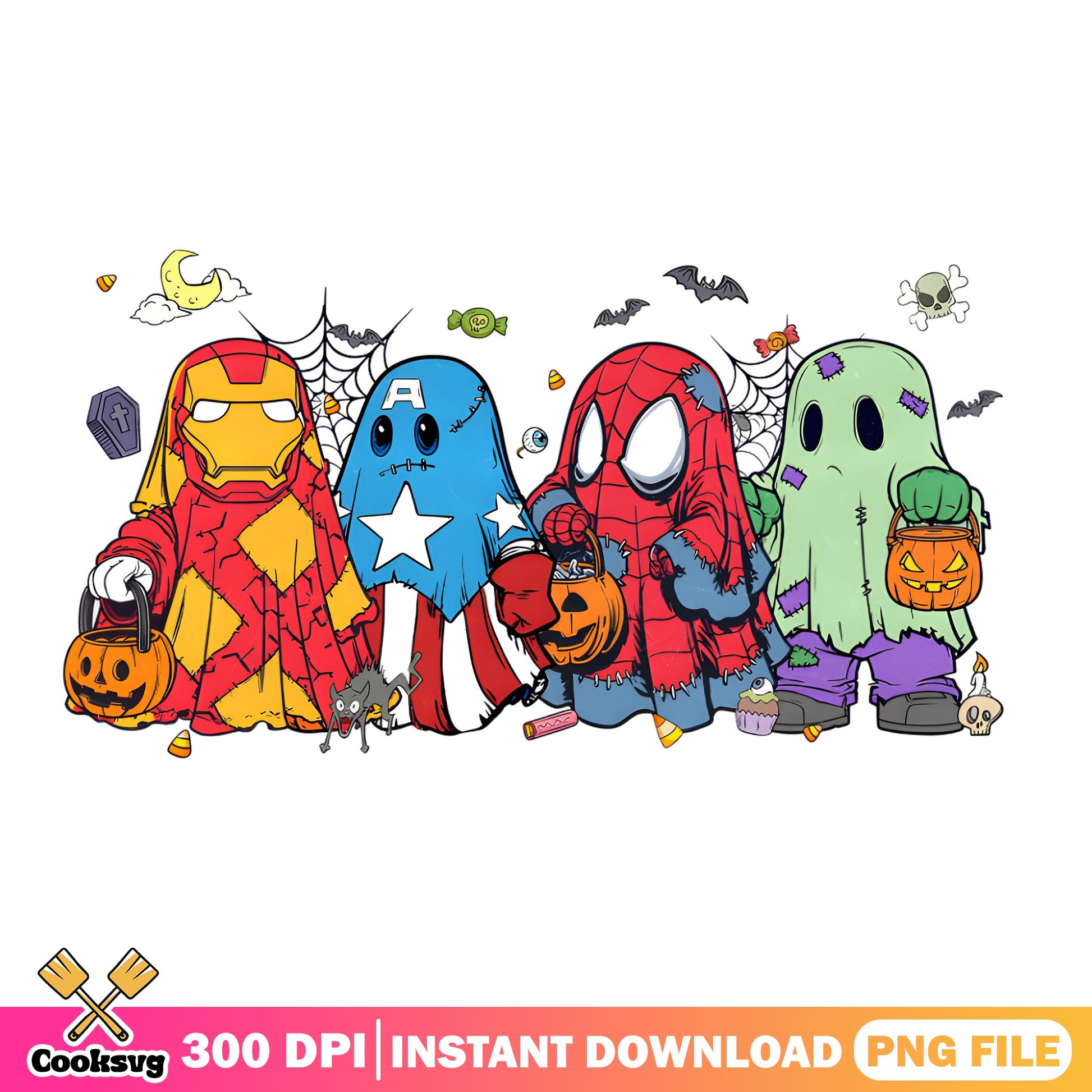 Marvel Superheroes Halloween Ghost PNG, Avengers PNG, Halloween PNG
