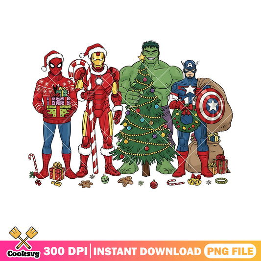 Marvel christmas gifts png, iron man png, christmas tree png