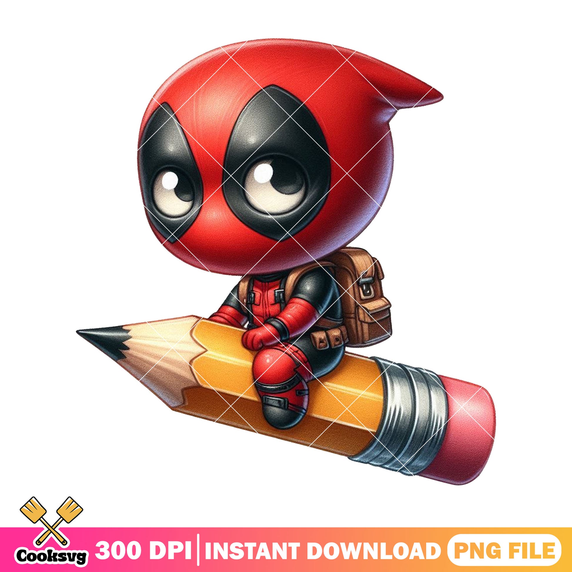 Marvel deadpool design png, comics png, happy back to school png