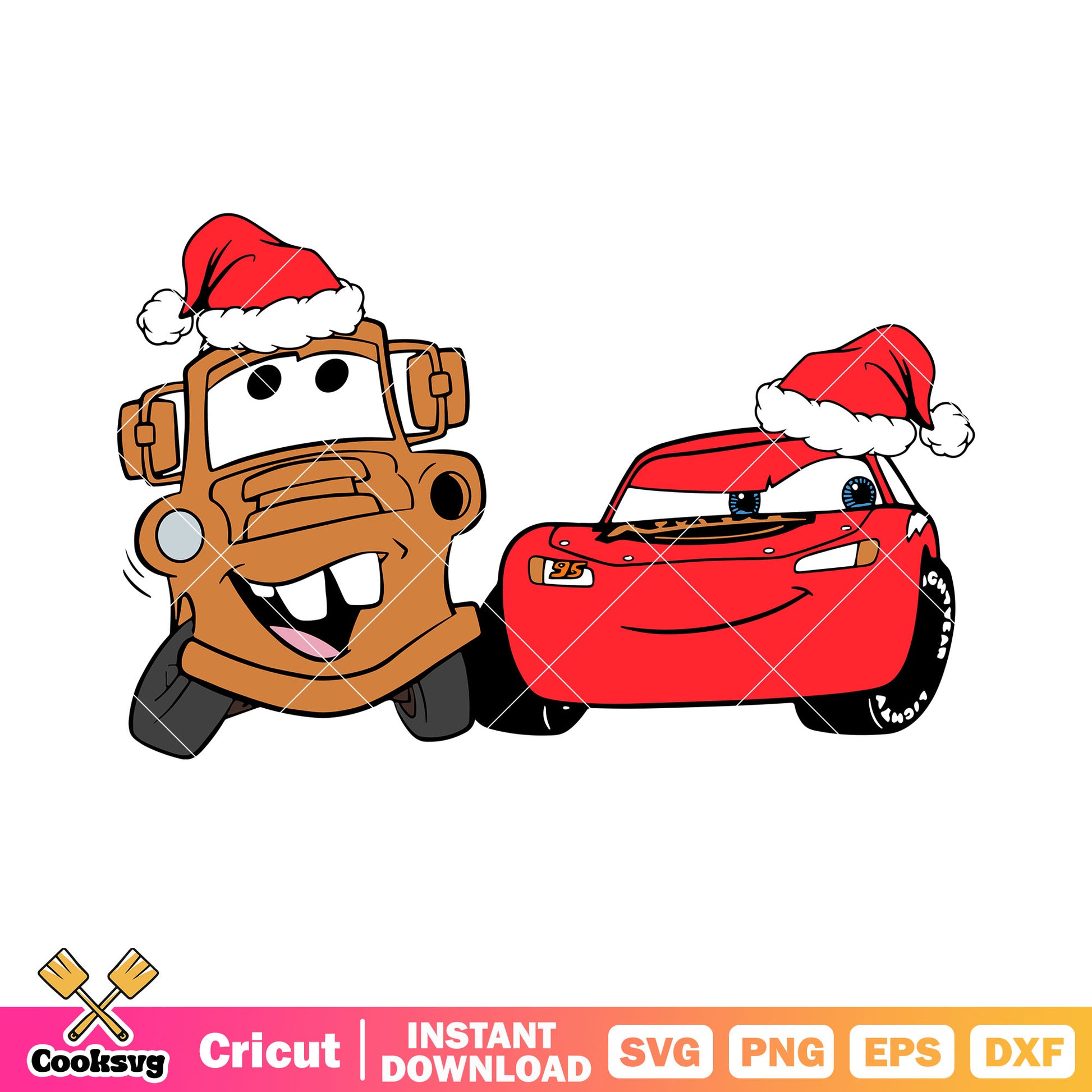 Matter and lightning mcqueen svg, santa claus hat​ svg