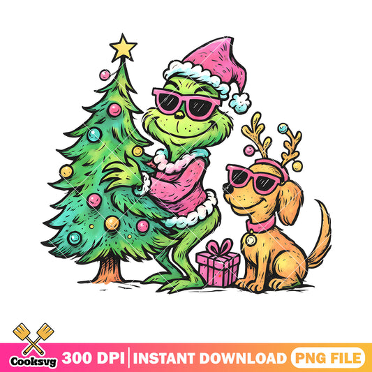 Max the dog and the grinch png, santa claus hat png, reindeer horn png