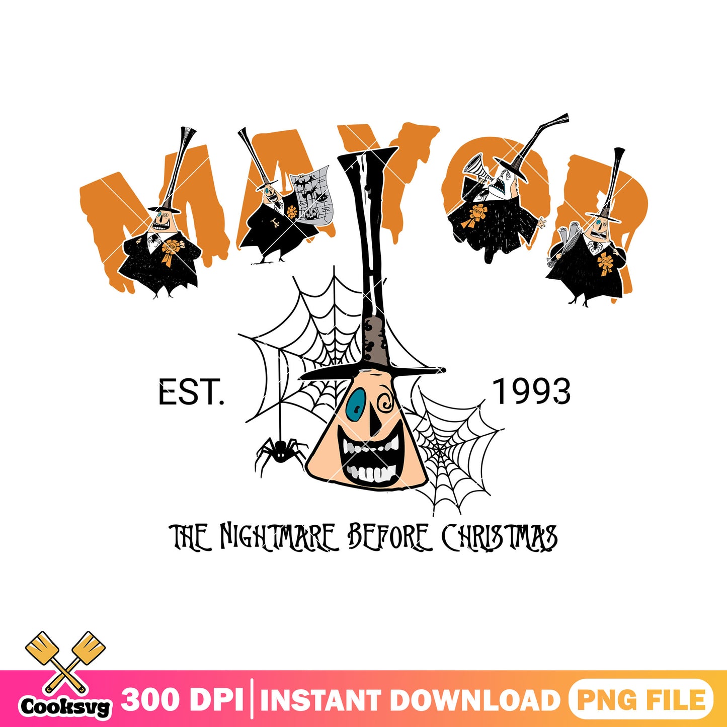 Mayor halloween illustration png, nightmare before christmas png