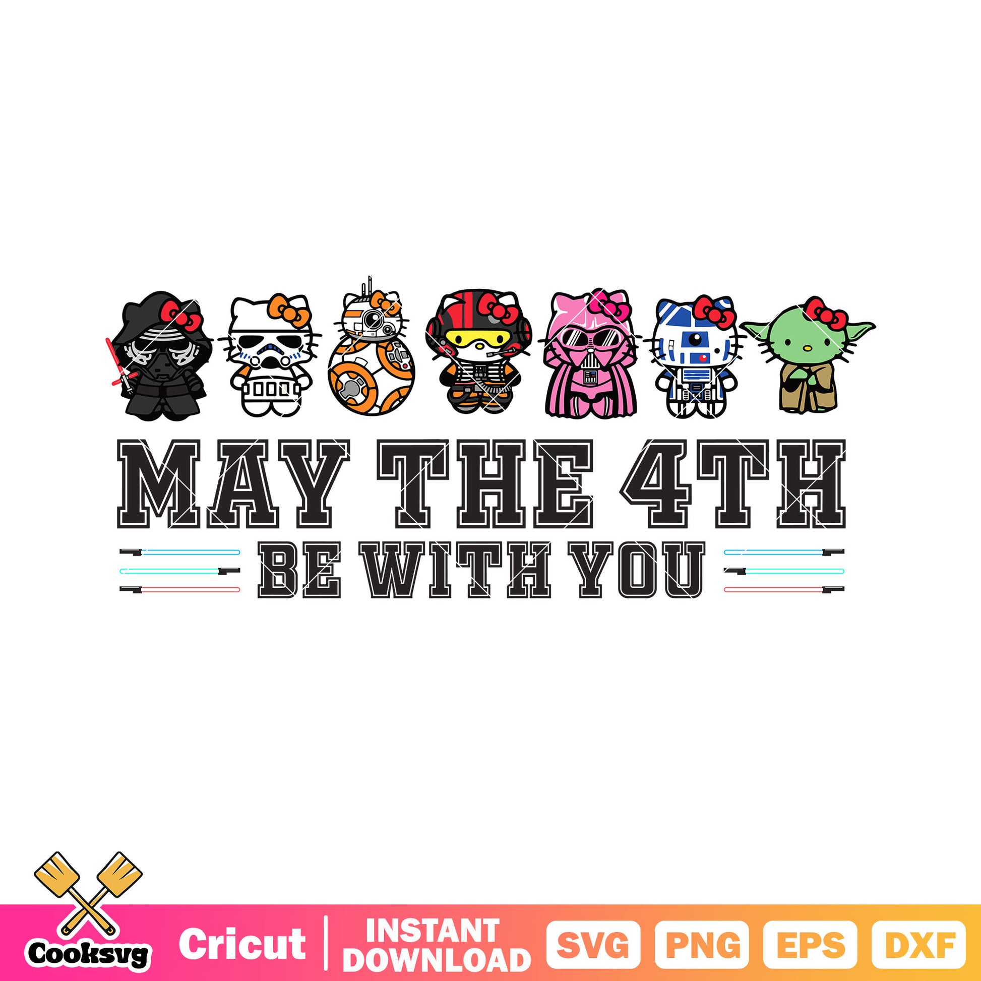 May the 4th be with you svg, hello kitty custom​ svg, starwar svg