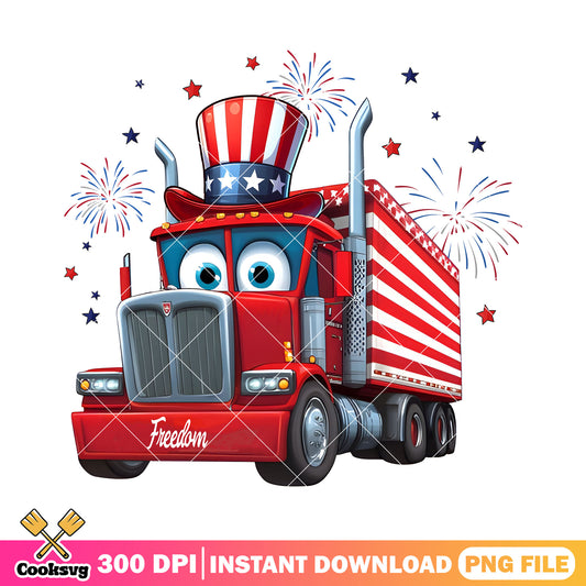 Mc lightning truck america png, disney car png, 4th of july day png