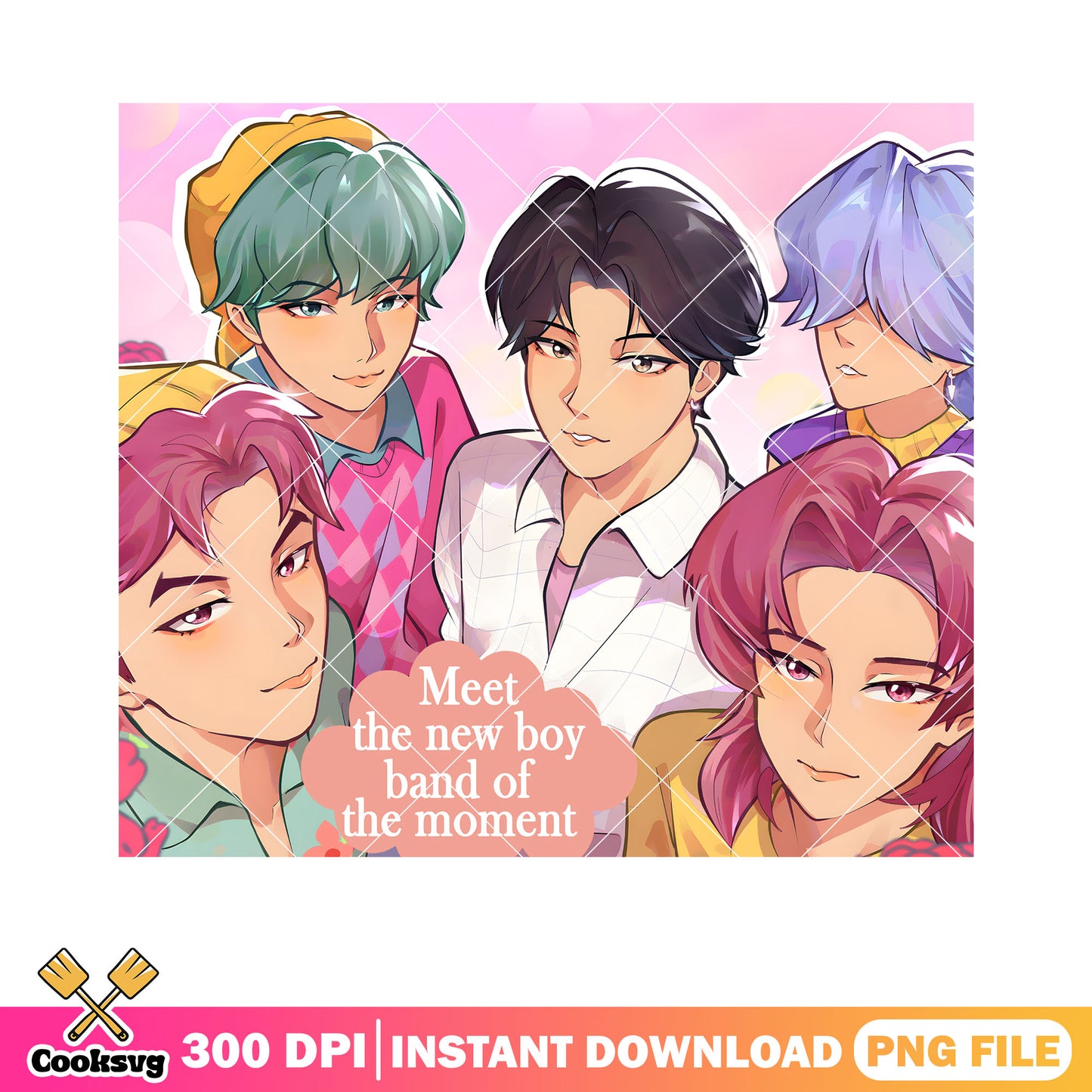 Meet the new boy band of the moment png, kpop demon hunters png