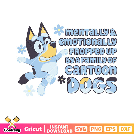 Mentally emotionally cartoon dogs svg, bluey dog collar​ svg, cartoon bluey svg