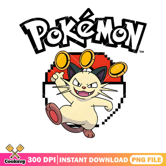 Meowth flip coin png, pokemon meowth png, pokemon card png