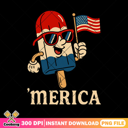 Merica love ice cream png, america flag png, ice cream america png