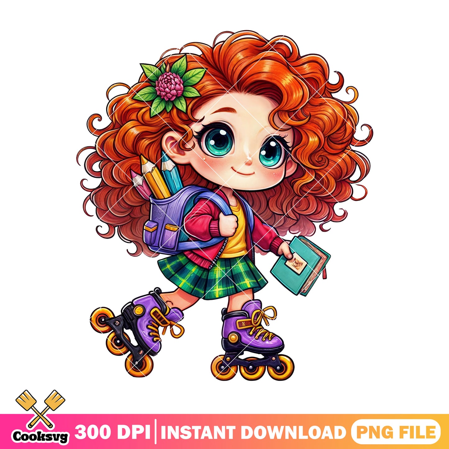 Merida go to school png, back to school idea png, cartoon disney png
