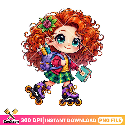 Merida go to school png, back to school idea png, cartoon disney png