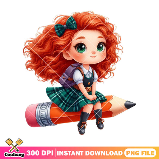 Merida princess png, back to school art png,​​ disney princess png