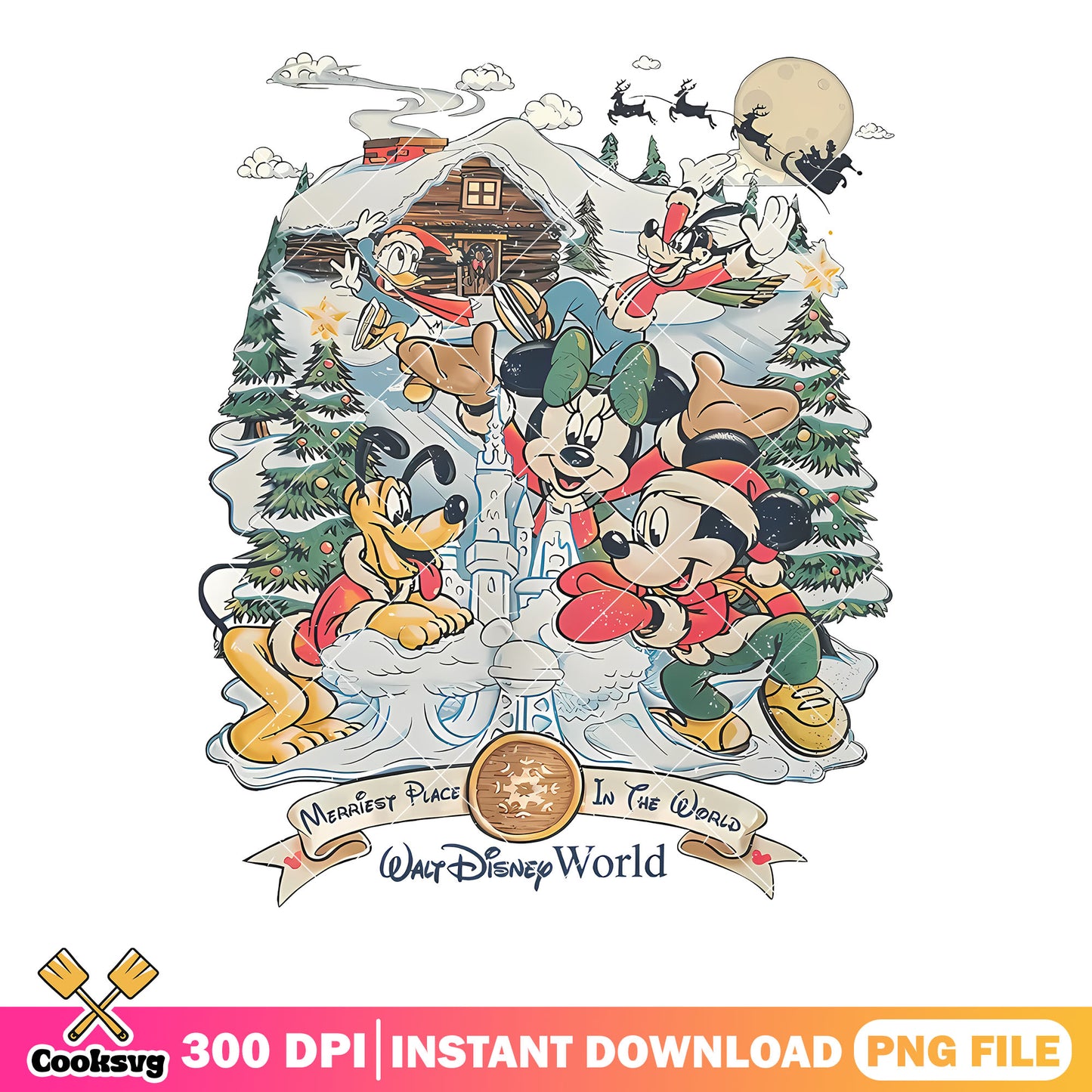 Merriest place to the world png, walt disney world​ png, christmas png