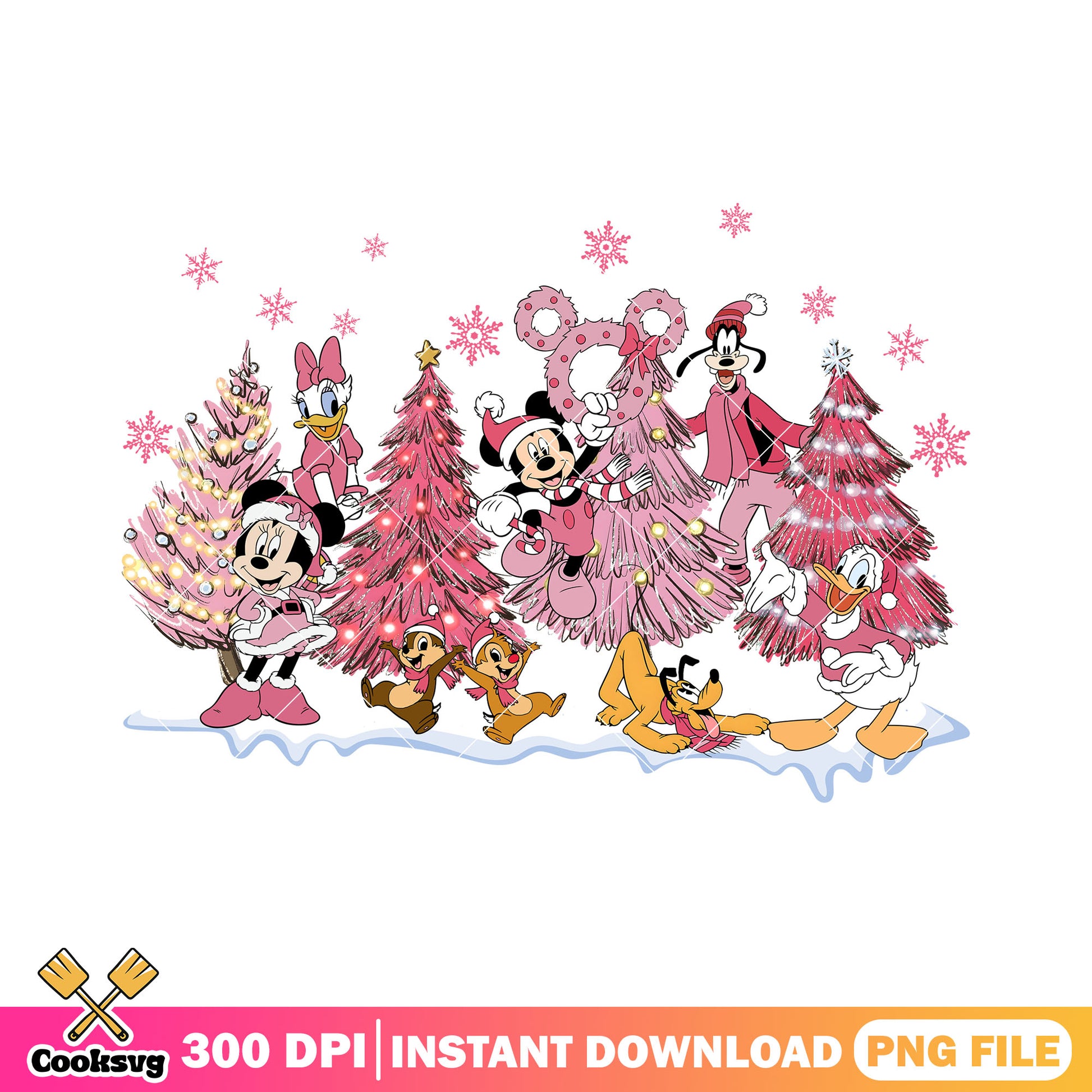 Mickey friends pink christmas tree png